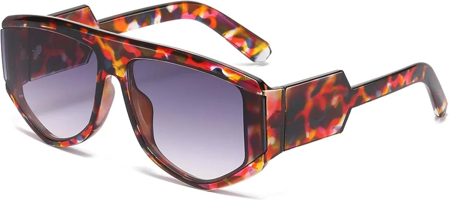 

Винтажные роскошные женские солнцезащитные очки большого размера в стиле панк, широкие очки с леопардовым принтом и градиентными линзами, мужские солнцезащитные очки UV400 TKKTLLT, Red Flower Grey