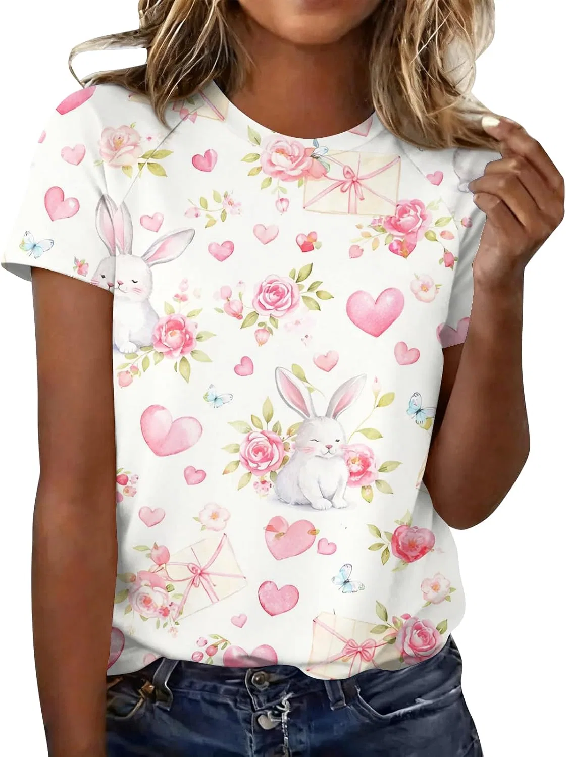 Футболка женская с принтом Easter, Polyester/Spandex, 1-light Pink