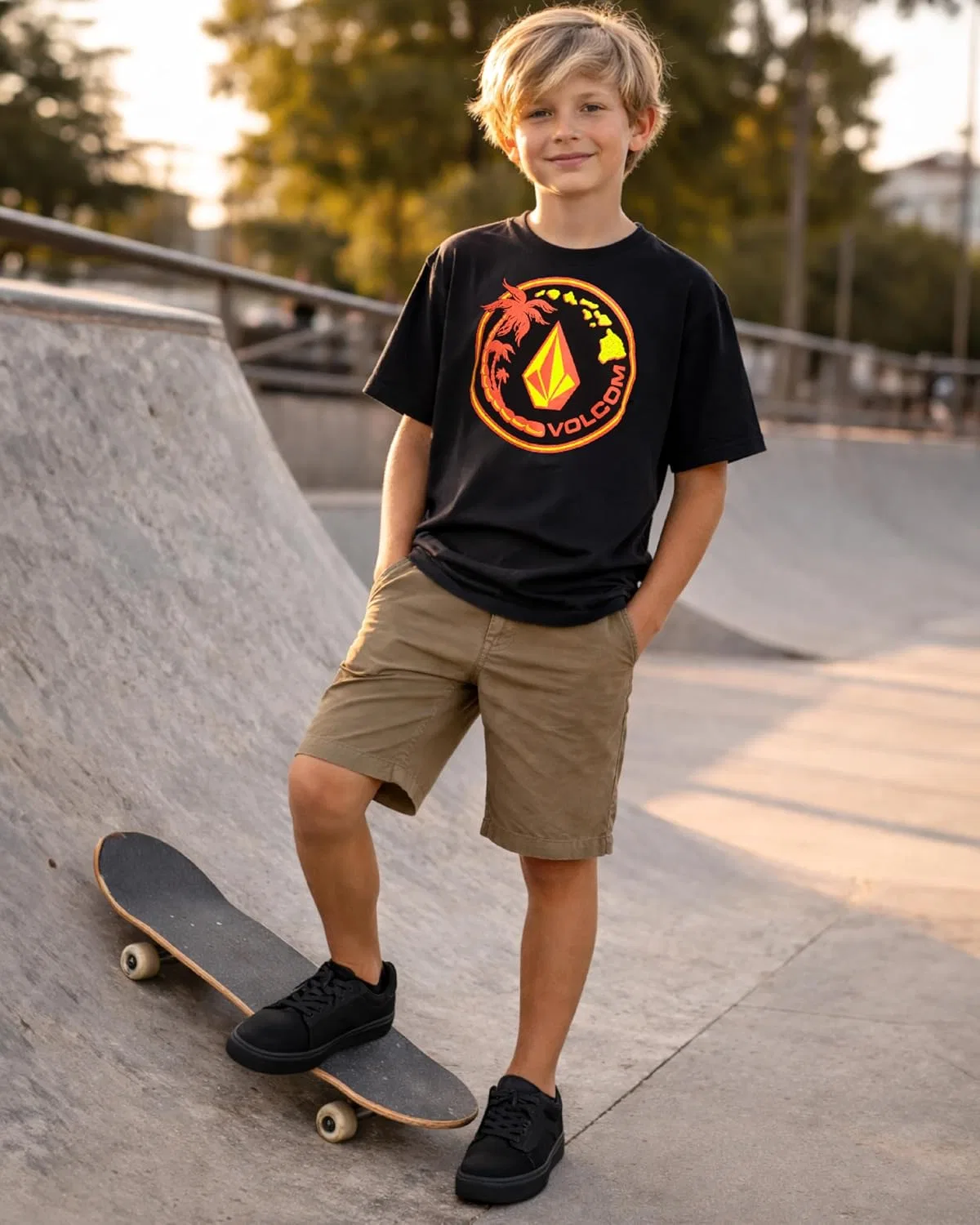 Шорты Volcom для мальчиков - быстросохнущие гибридные шорты-чиносы - повседневные шорты для школьной формы с карманами, хаки — фото 2