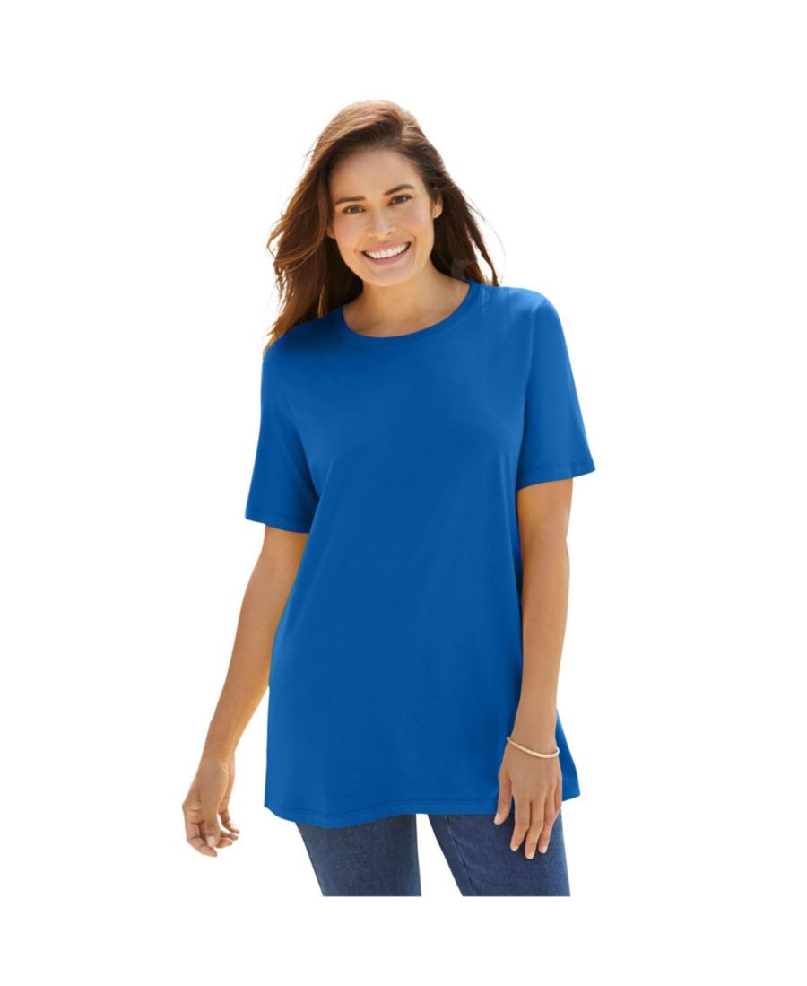 

Футболка с коротким рукавом и круглым вырезом идеального размера для полных женщин Woman Within, Bright cobalt, Синий, Футболка с коротким рукавом и круглым вырезом идеального размера для полных женщин Woman Within, Bright cobalt