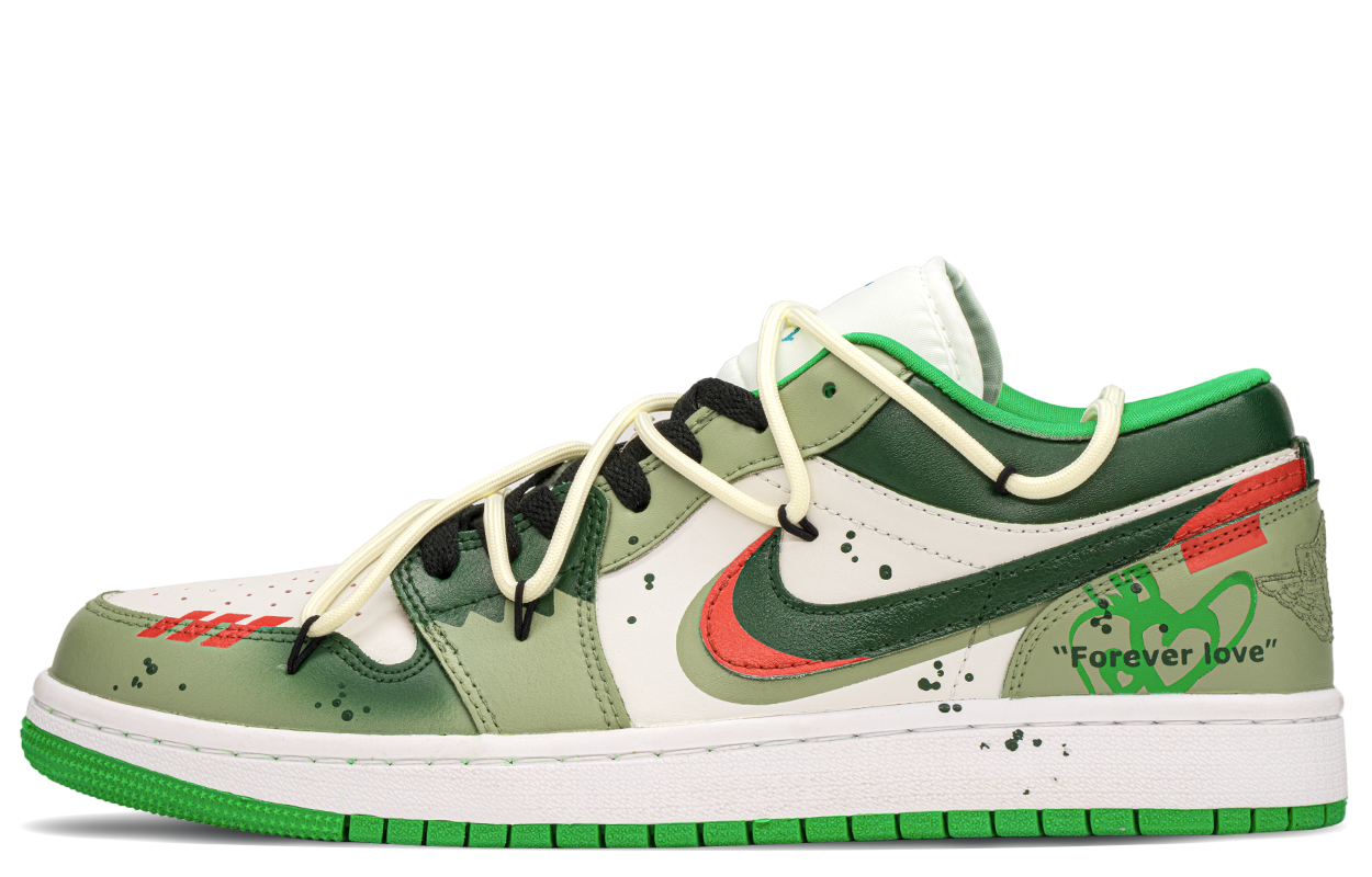 

Кроссовки Air Jordan 1 Vintage Basketball Shoes Women's Low-top Orange/Green, цвет Aloe Wash/Hazelnut/Feather Gray