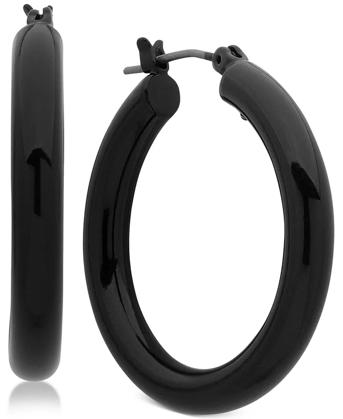 

Толстые маленькие серьги-кольца Jet-Tone 3/4 дюйма DKNY