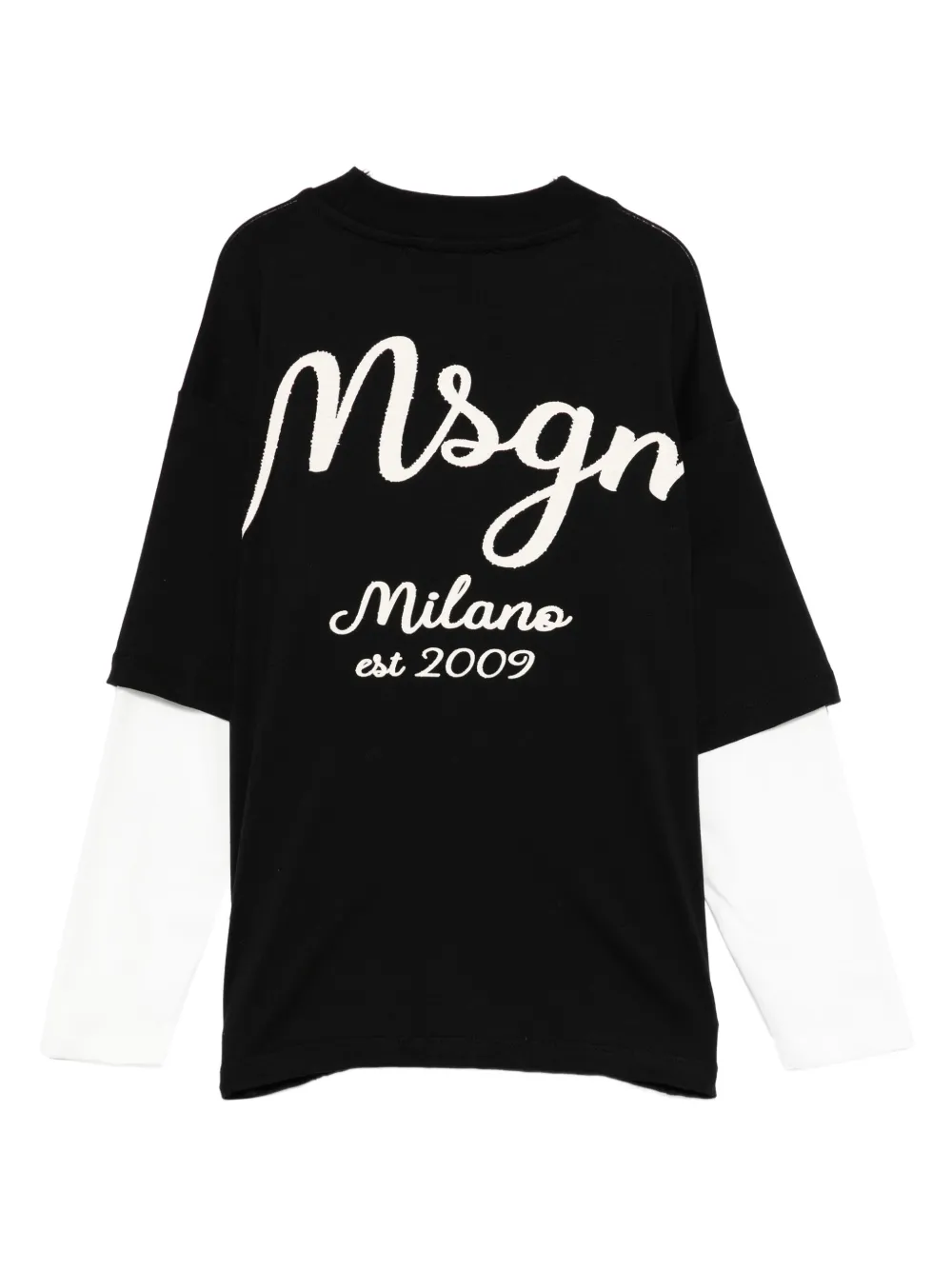 Многослойная футболка с вышитым логотипом MSGM Kids, черный — фото 2
