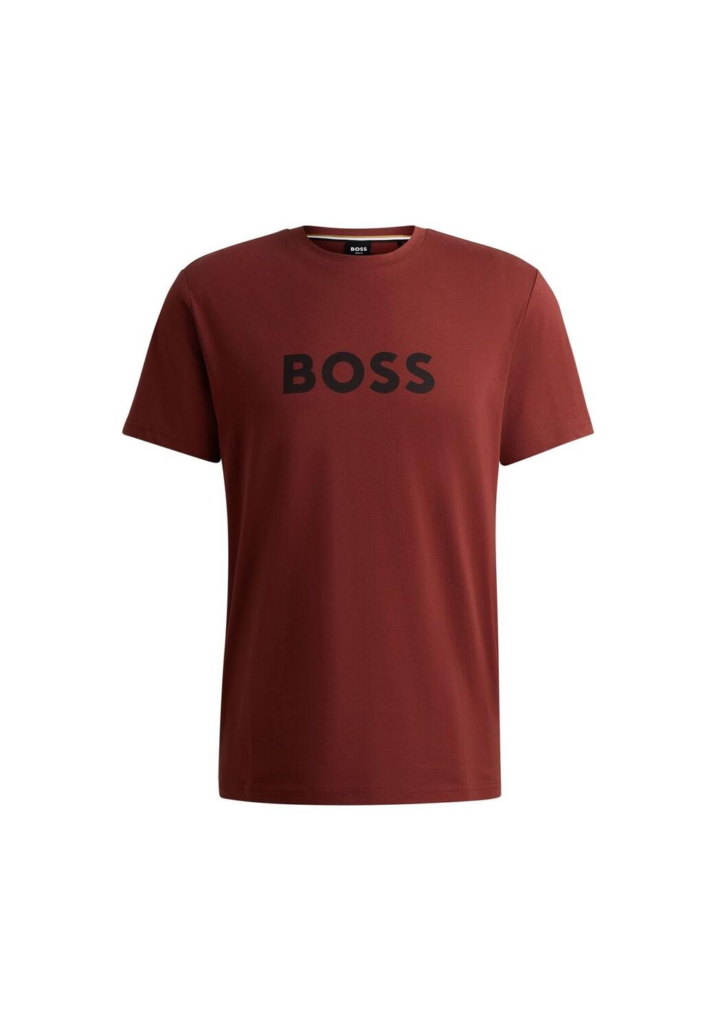 

Мужская футболка - Футболка RN, круглый вырез, короткие рукава, логотип, хлопок BOSS, цвет Rotbraun