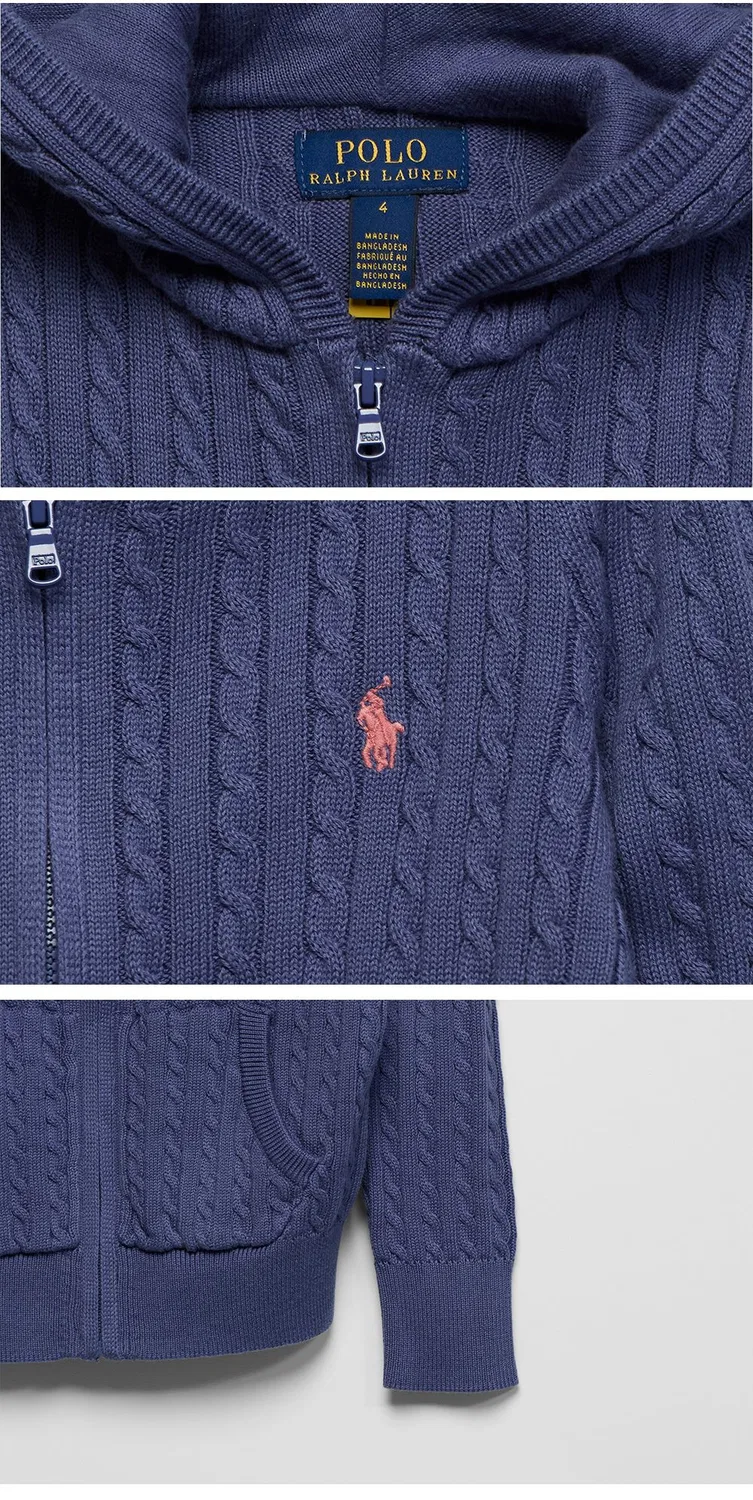 Детская хлопковая толстовка на молнии Mini Cable от Polo Ralph Lauren Children — фото 4