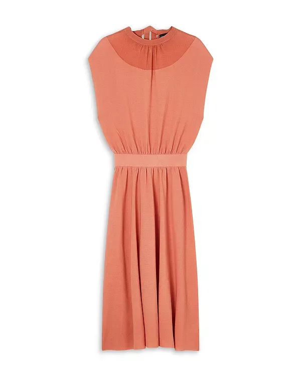 Платье из ребристого хлопкового смесового материала Emporio Armani, Persimmon — фото 4