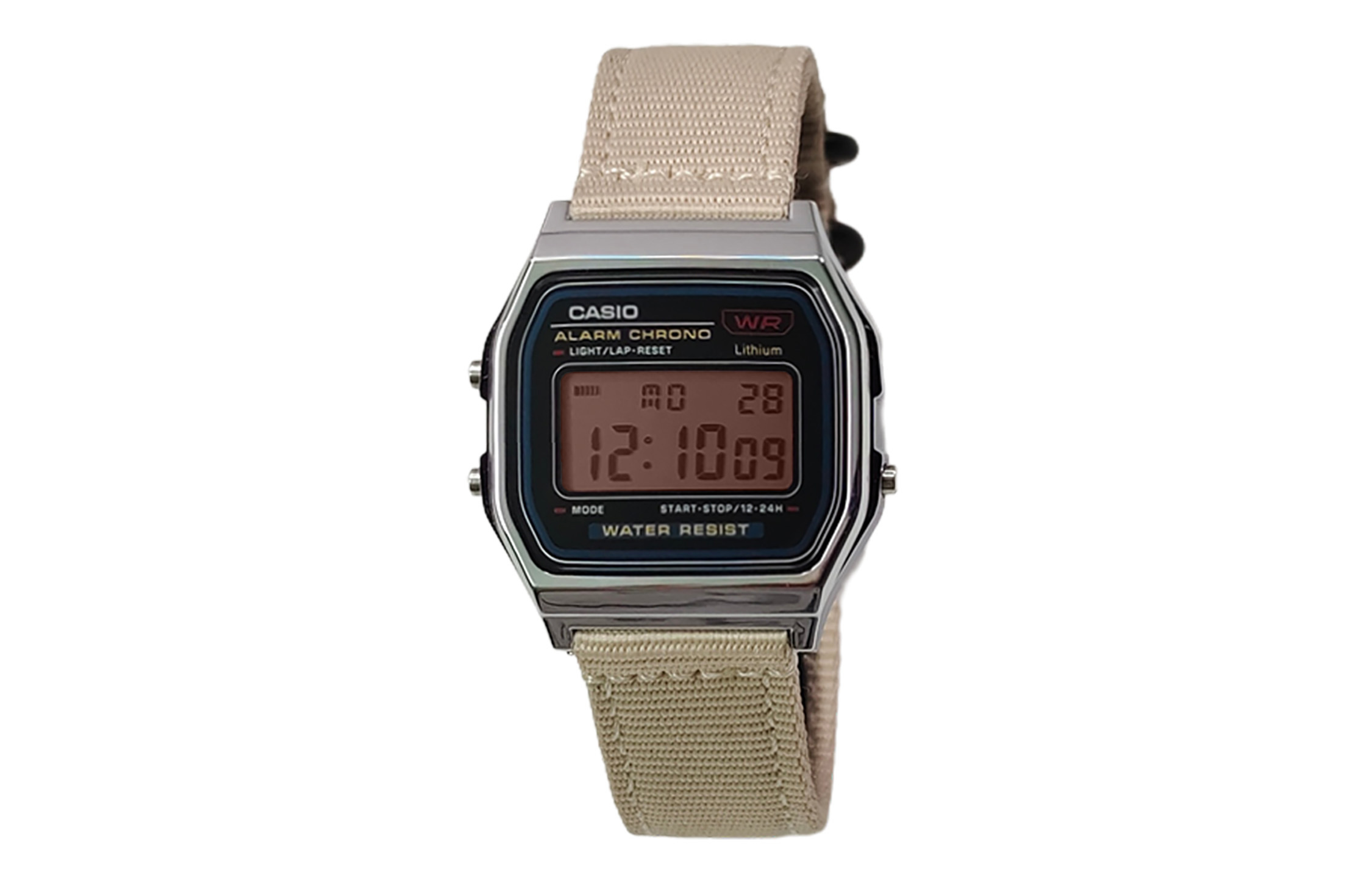 

CASIO Мужские часы Retrofit Series с кварцевым механизмом и нейлоновым ремешком, черный циферблат
