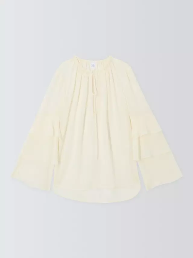 

Блуза John Lewis Ruffle Sleeve Tie Neck, экрю