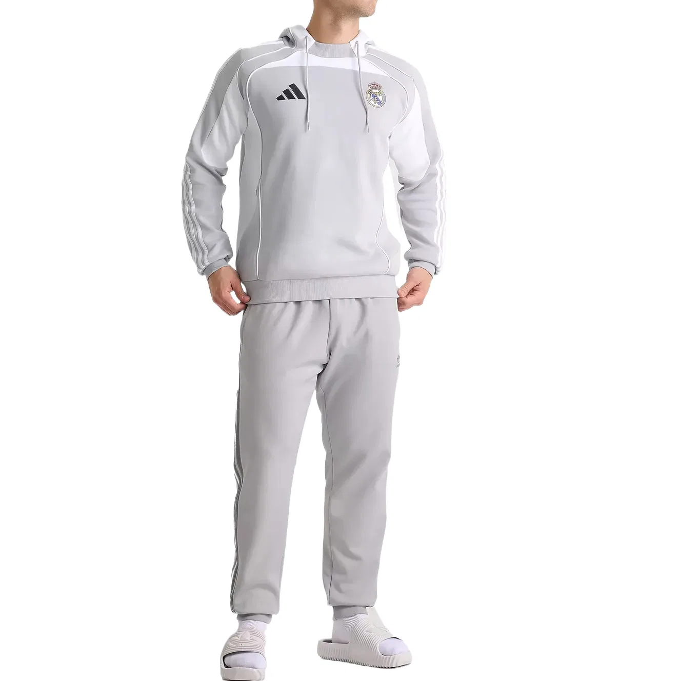 Толстовка Real Madrid мужская Adidas, Light Gray — фото 4