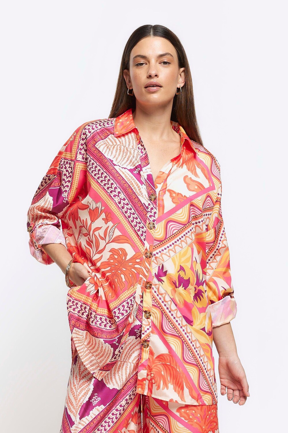 

Пляжная рубашка с принтом River Island, оранжевый