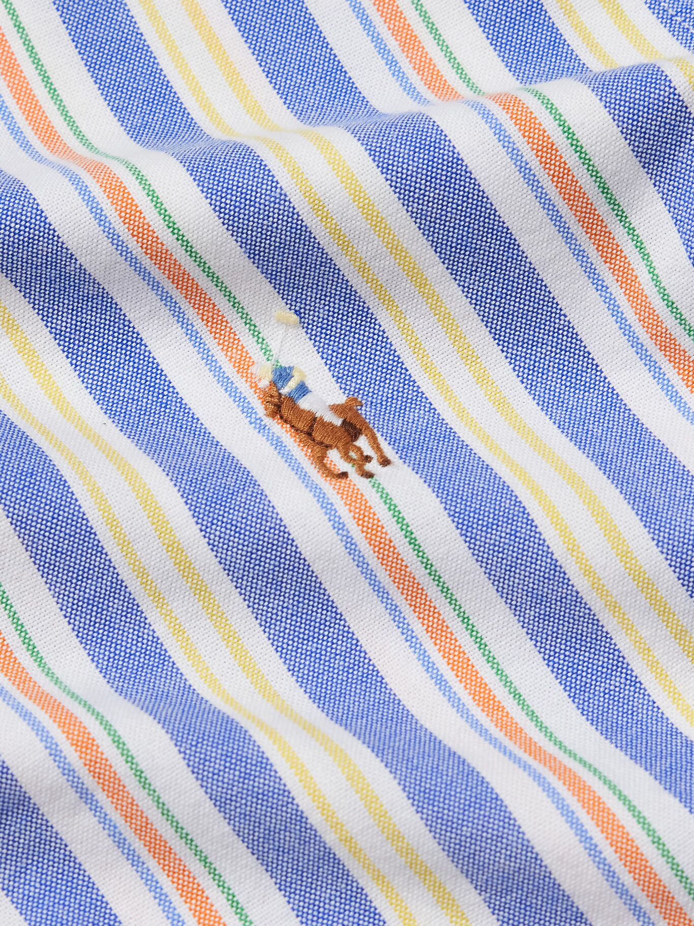 

Рубашка из хлопка Оксфорд в полоску с воротником-стойкой на пуговицах POLO RALPH LAUREN, синий
