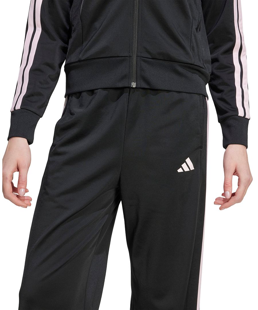Женские модные брюки средней посадки с тремя полосками Adidas, Black/clear Pink — фото 4