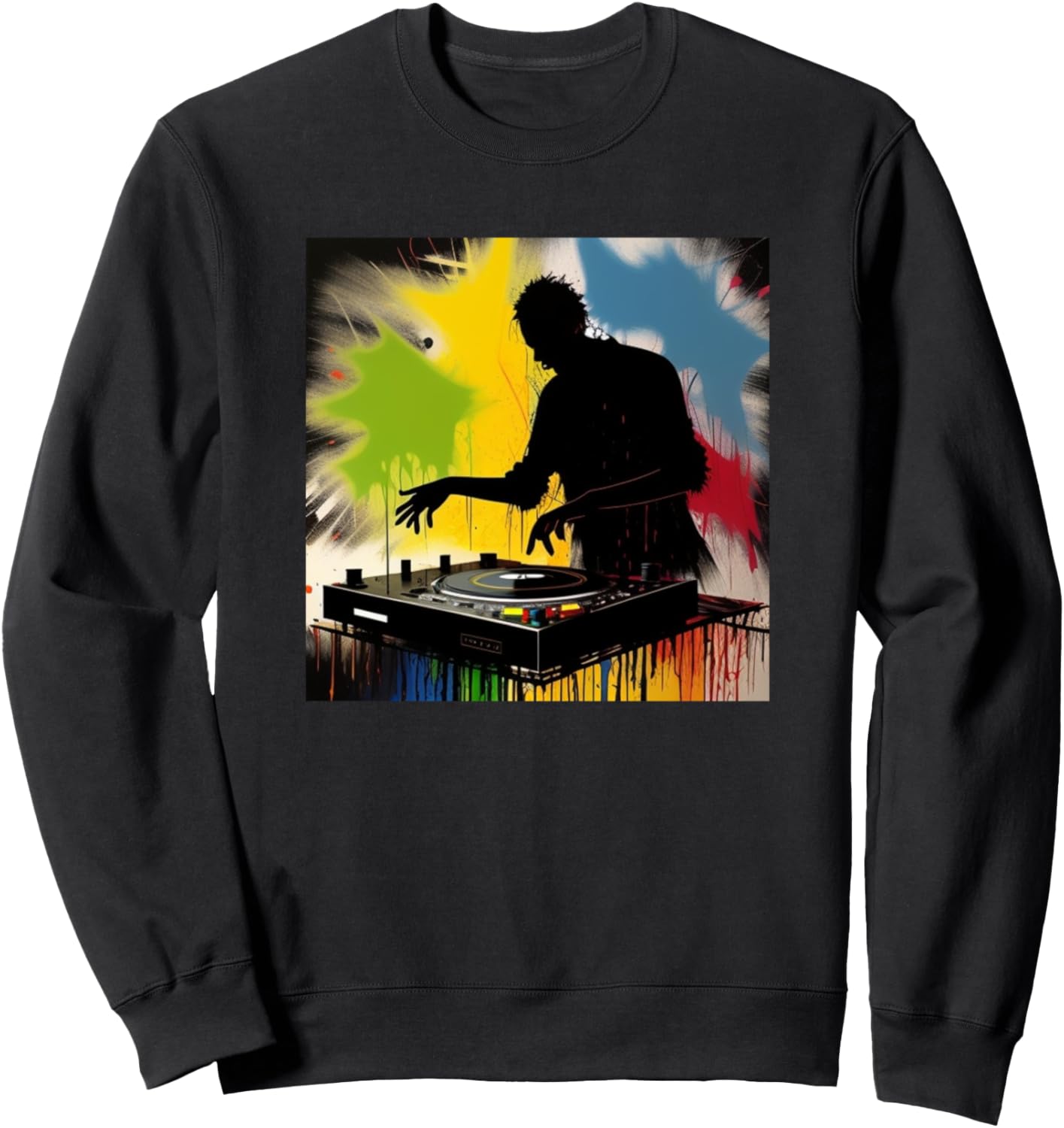 

Толстовка с изображением силуэта диджея и проигрывателя виниловых пластинок Dj Turntable Discjockey Men Women + Kids Boys Gift, черный