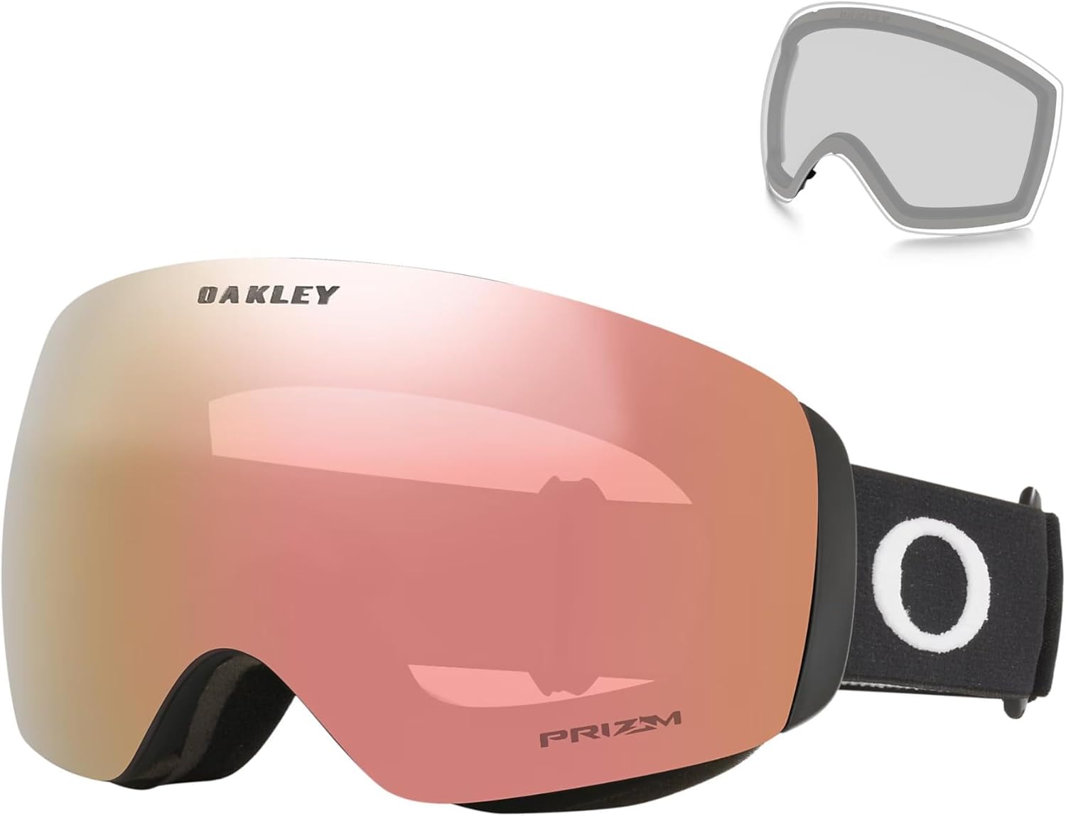 

Горнолыжные очки OAKLEY Flight Deck MEDIUM/LARGE для мужчин и женщин OO7050, OO7064 + набор для ухода, Black/Rose Gold + Spare Prizm Clear Lens