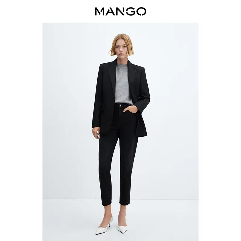 

Женские джинсы Mango с высокой талией зауженные, серый