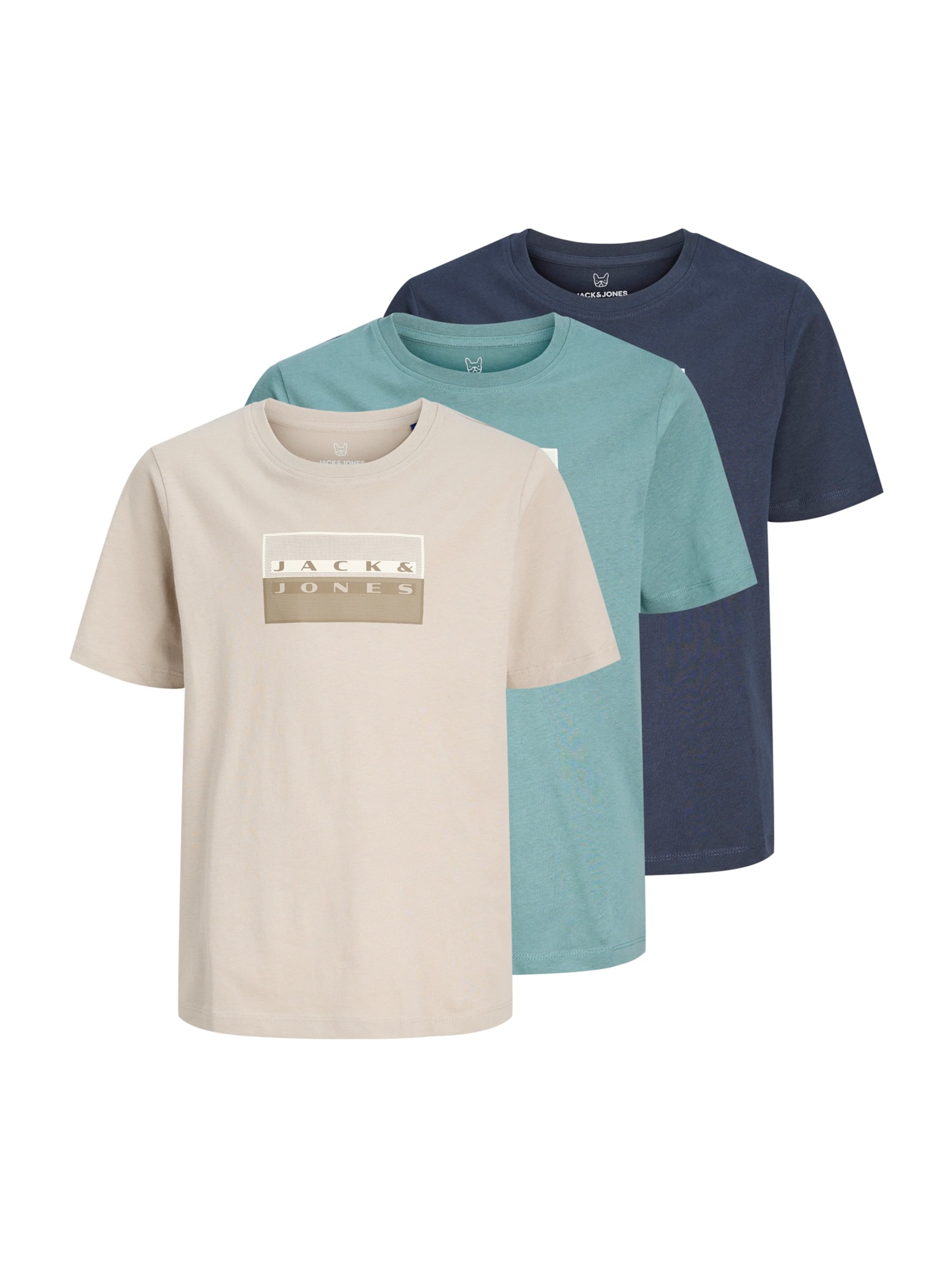 

Jack & Jones Junior Футболка 'JCOFusion Dots' в цвете беж, ночной синий, циан