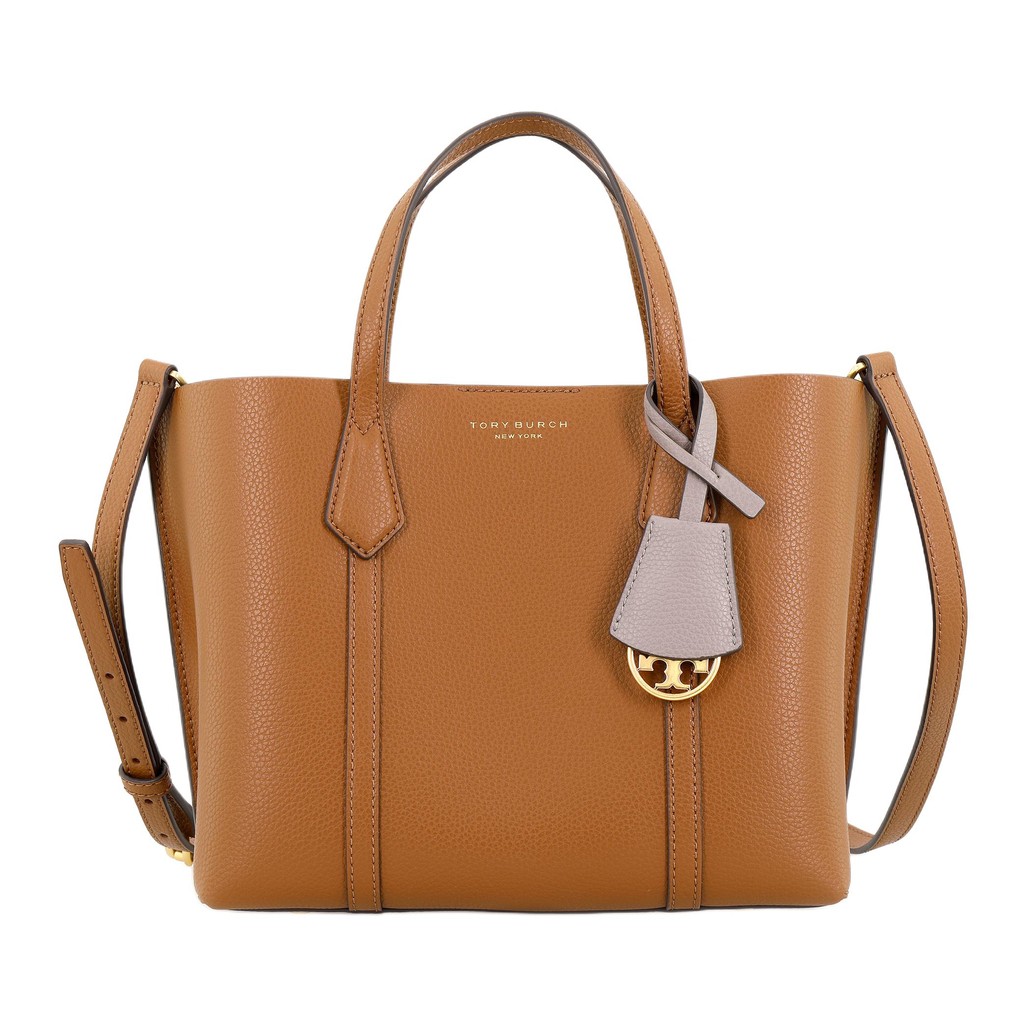 

Сумка-шоппер Perry Leather Tote Bag через плечо малого размера женская коричневая TORY BURCH