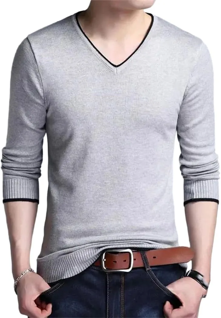 

Мужской вязаный свитер с V-образным вырезом, осенне-зимний, свободного кроя