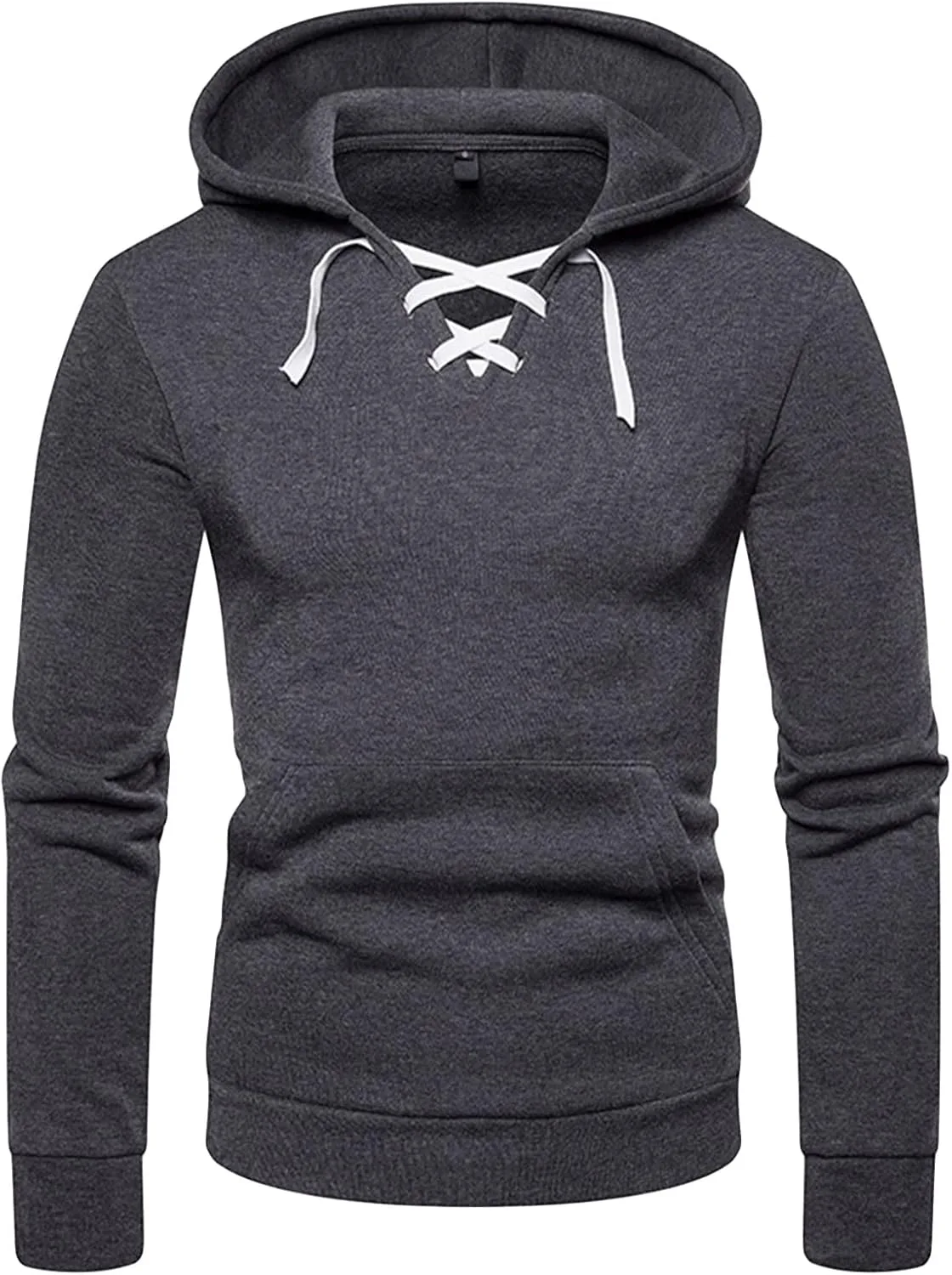 

Мужская футболка с капюшоном и шнуровкой V-образного выреза DGHM-JLMY