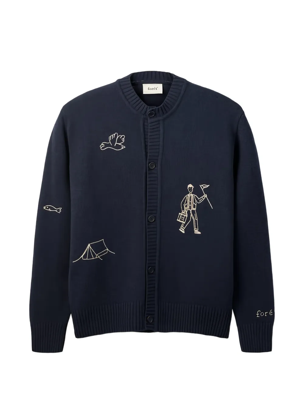 

Кардиган с вышивкой в виде птиц Foret, синий
