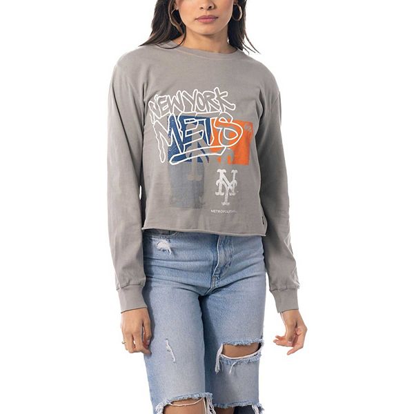 

Женская серая футболка New York Mets с длинными рукавами и укороченным кроем The Wild Collective, Серый, Женская серая футболка New York Mets с длинными рукавами и укороченным кроем The Wild Collective