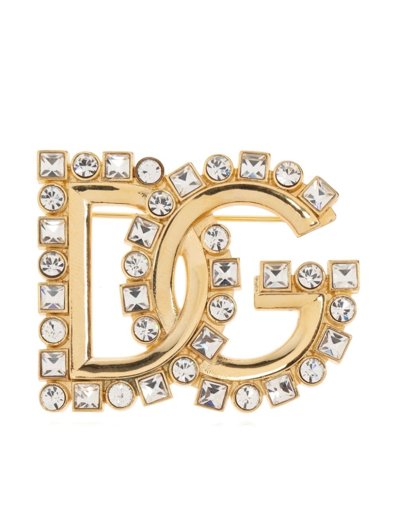 

Dolce & Gabbana брошь DG с кристаллами, золотой