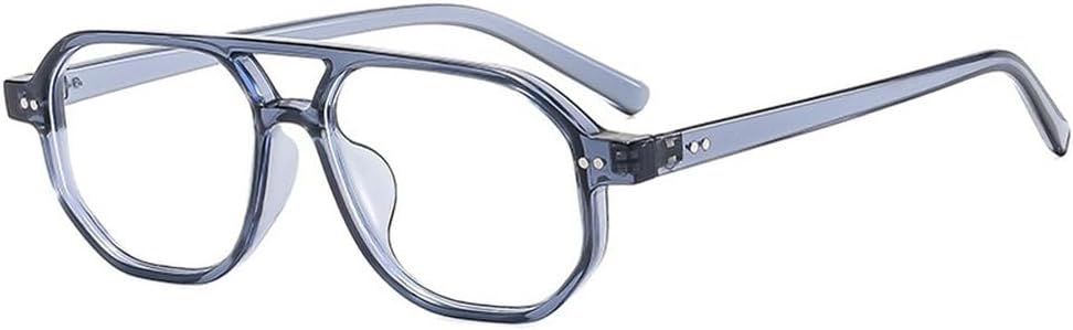 

Винтажные мужские солнцезащитные очки с двойной перемычкой, многоугольными и квадратными линзами, модные женские очки с прозрачными линзами Ocean Lens, солнцезащитные очки с заклепками UV400 SKFGNX, Blue Clear