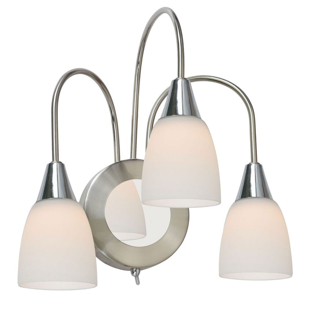 

Настенный светодиодный светильник, 3 лампочки, матовый никель, опаловое стекло, Ш 26 см etc-shop