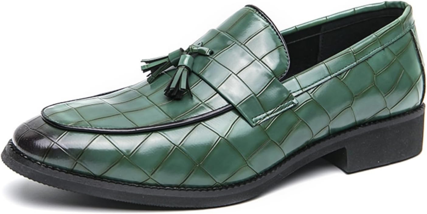 

Мужские лоферы с тиснением под крокодила и кисточками, классический стиль «пенни» для формальной и повседневной носки- легко стильные и вечные Aokisx, зеленый