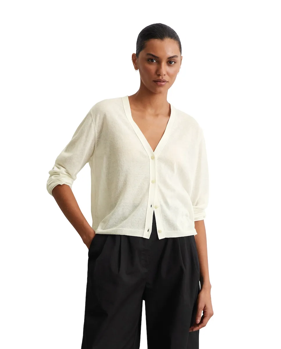 

Женский тонкий облегающий вязанный жакет, изготовленный из смеси органического хлопка MARC O'POLO, белый