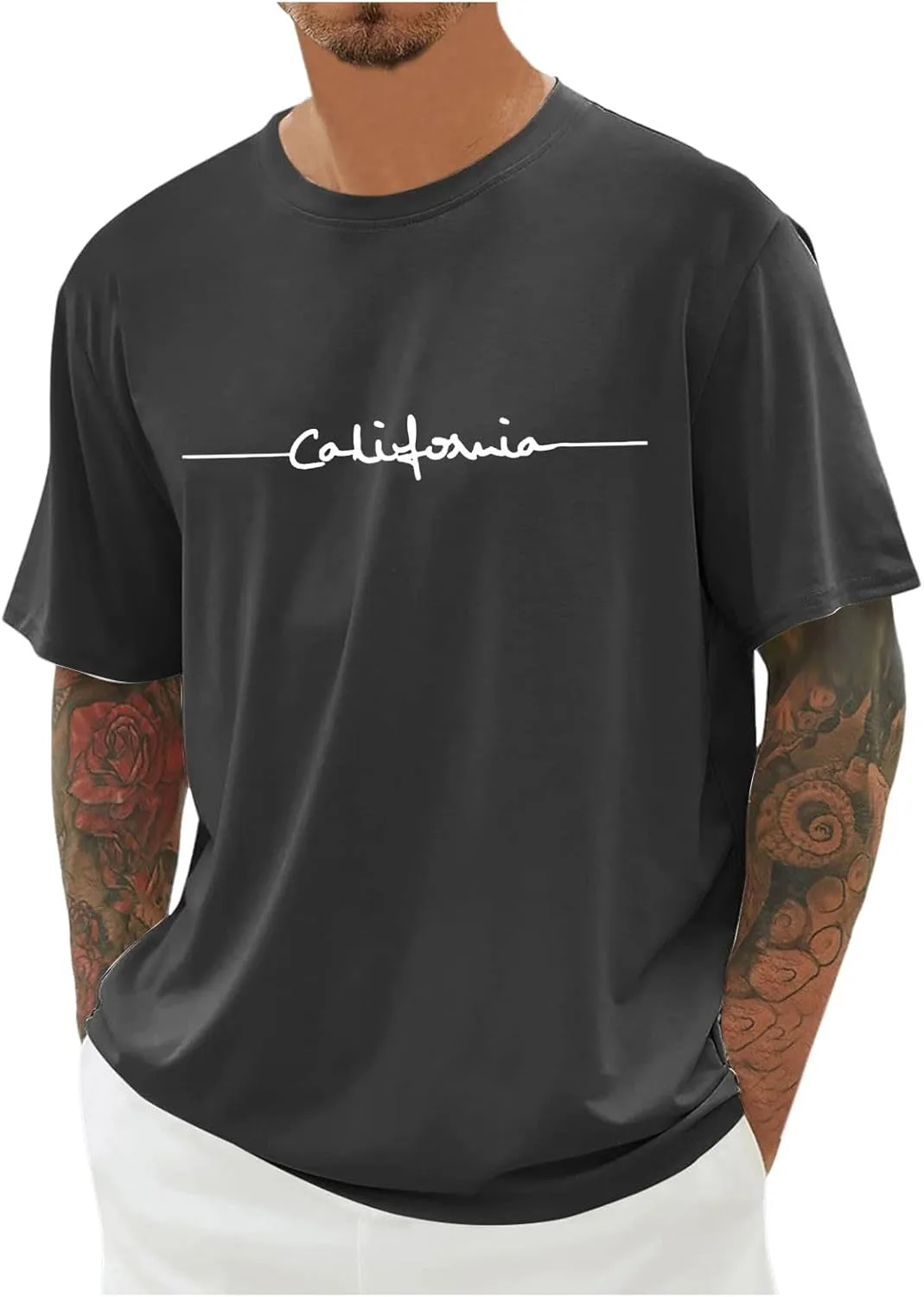 

Мужская летняя футболка с коротким рукавом и свободным кроем ASFGIMUJ