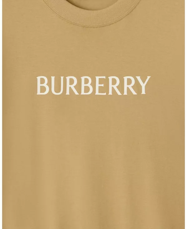 Футболка Burberry хлопковая с логотипом, бежевый — фото 3
