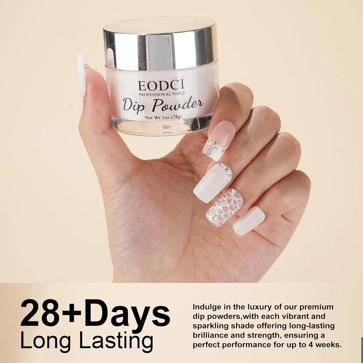 Пудра для ногтей EODCI Dipping Powder, белая, 28 г Eodci, White-Pure — фото 4
