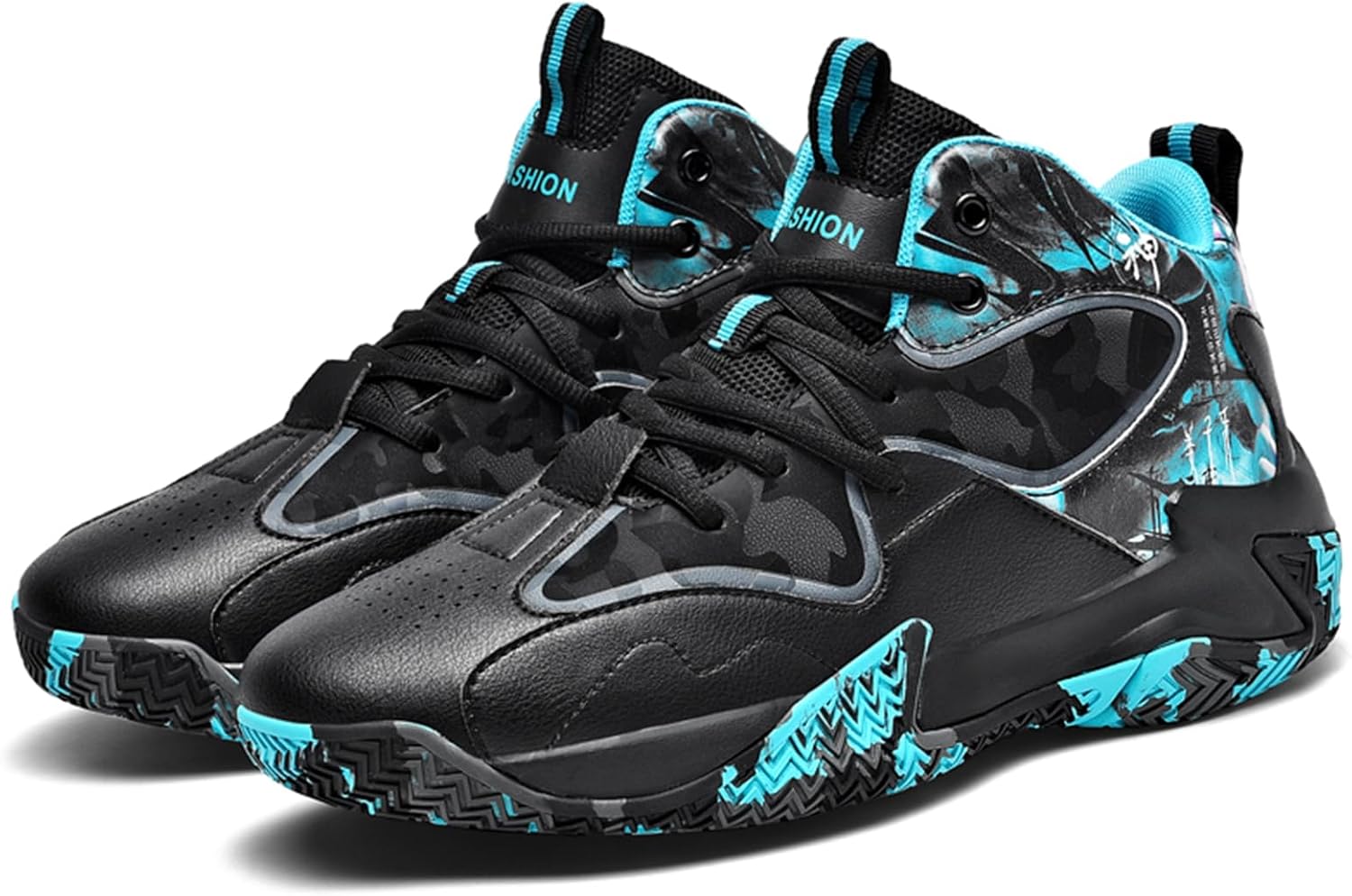 

Мужские осенне-зимние высокие кожаные баскетбольные кроссовки на шнуровке с толстой подошвой, амортизирующие, легкие и стильные спортивные обувь, подходящие для бега, фитнеса и велоспорта Qaoterod, синий