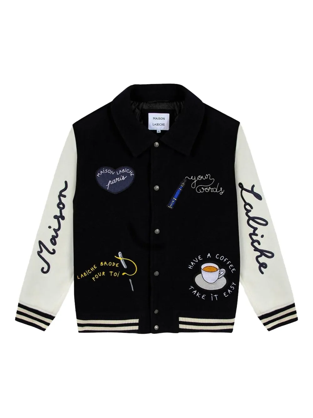 

Вышитая университетская куртка Nicot из шерстяной смеси Maison Labiche, синий