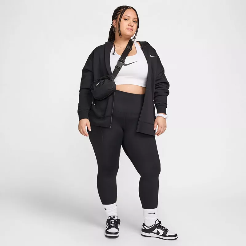 Женские леггинсы Nike One с высокой талией 7/8 и карманами (большие размеры), черный — фото 2