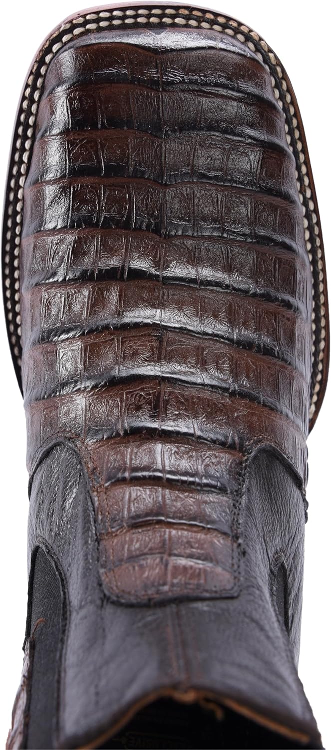 Мужские вестерн-бутсы Joe Boots 728, квадратный носок, короткие ковбойские/челси-бутсы, кожа с экзотическим принтом каймана Joe Exclusive, коричневый — фото 4