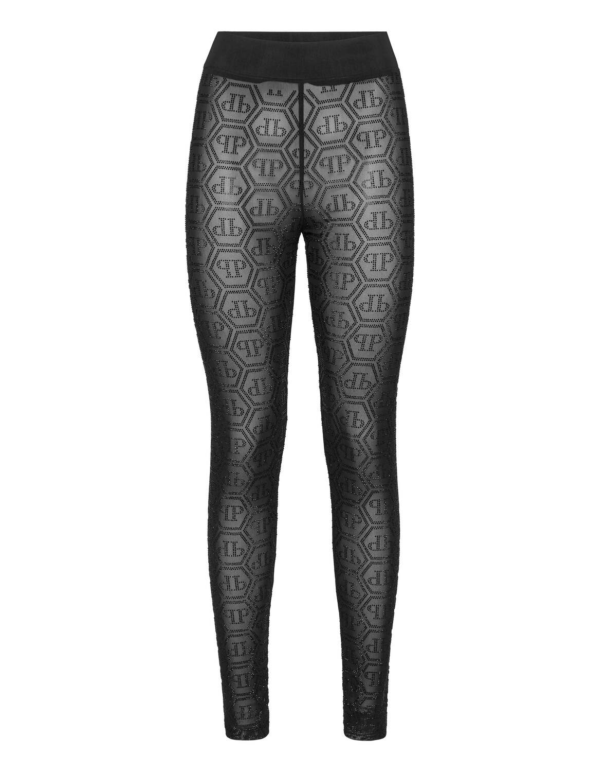 

Леггинсы из тюля с монограммой и стразами Philipp Plein, черный
