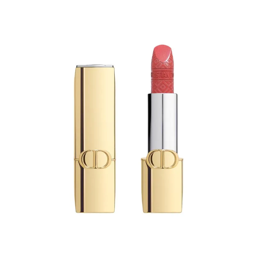 DIOR Ограниченная рождественская помада Fiery Blue Gold в тюбике, бархатистая, легко растушевывается, осветляющая, #374