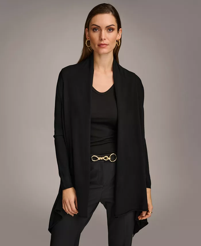 

Женский кардиган с запахом и длинными рукавами Donna Karan New York, черный