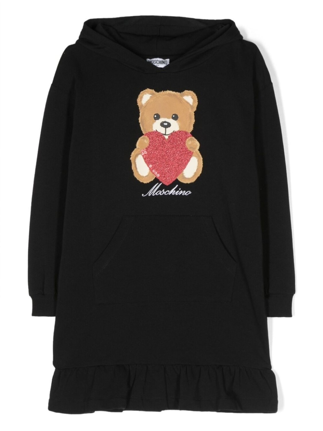 

Moschino Kids платье-худи с принтом Teddy Bear, черный