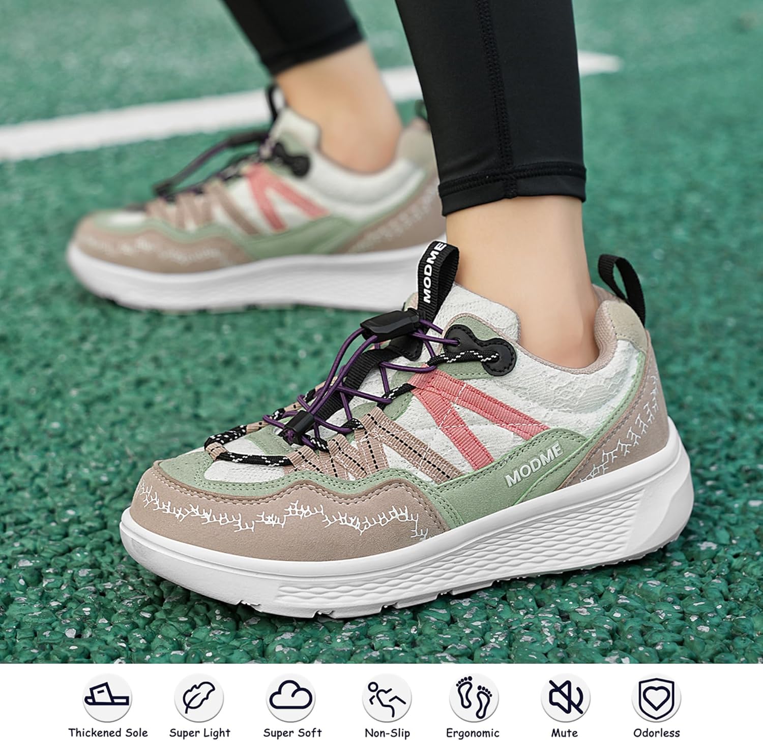 Кроссовки для женщин и мужчин Комфортные кроссовки - Дышащие легкие модные спортивные туфли для ходьбы, бега и повседневной носки Modme, розовый — фото 3