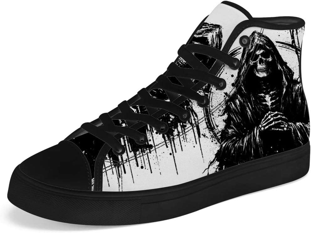 

Мужские и женские высокие кеды с черепом на шнуровке, готические высокие кеды, повседневная обувь Chebing, белый