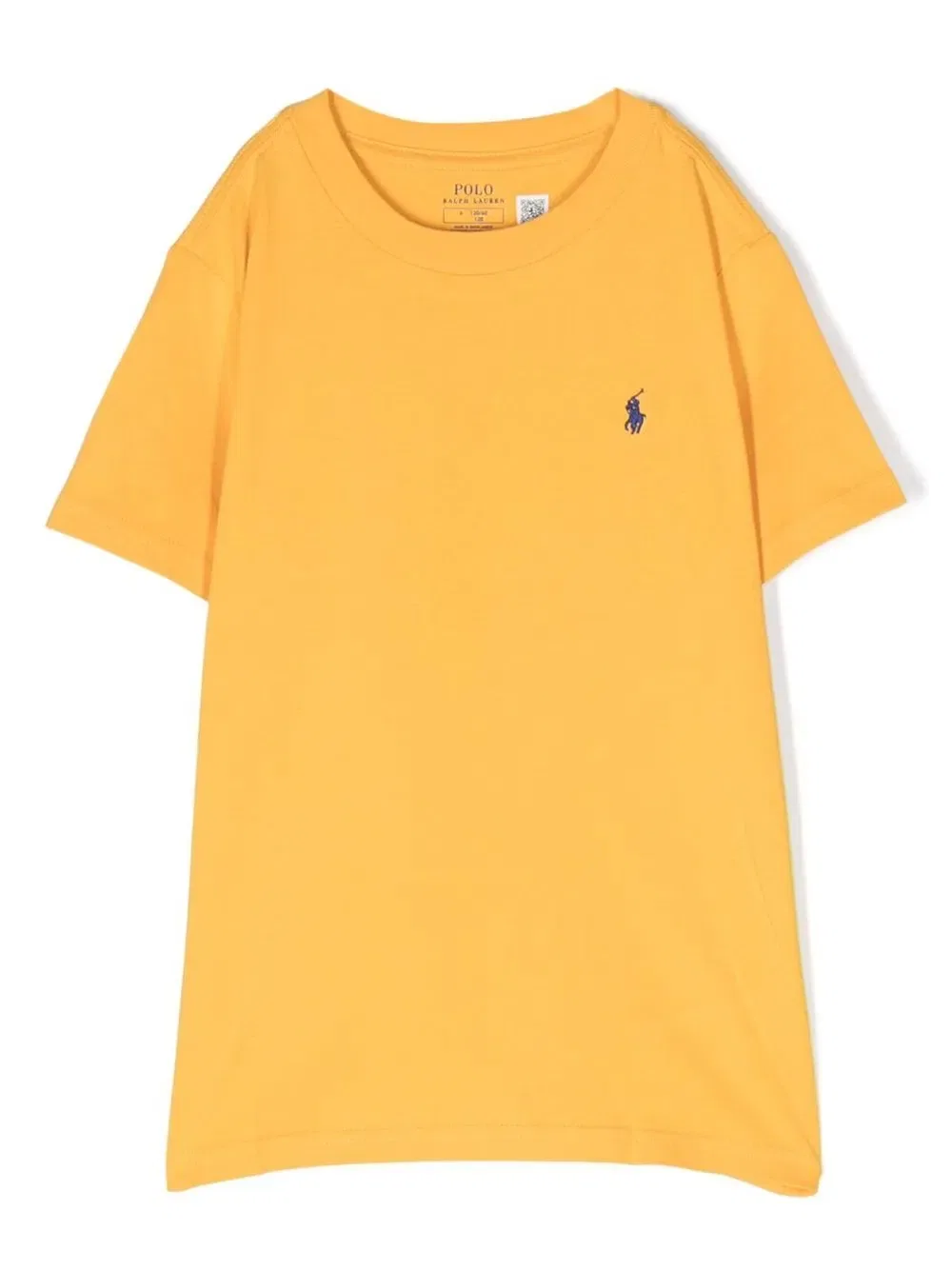 Хлопковая футболка с вышитым логотипом Polo Ralph Lauren Kids, желтый
