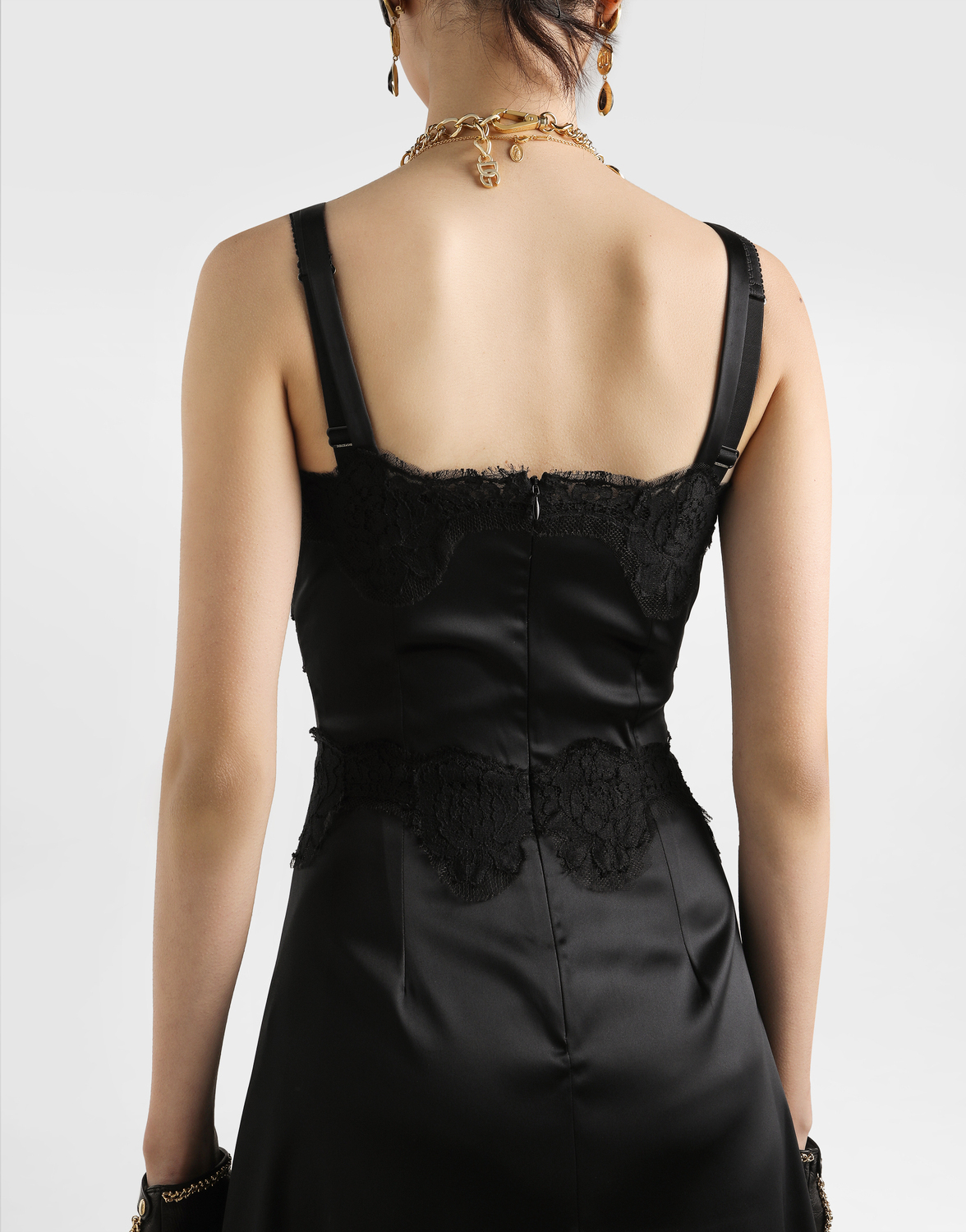 Комбинация из эластичного сатина Dolce & Gabbana, черный — фото 3