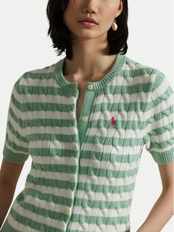 Облегающий кардиган 211965757001 Polo Ralph Lauren, зеленый — фото 4