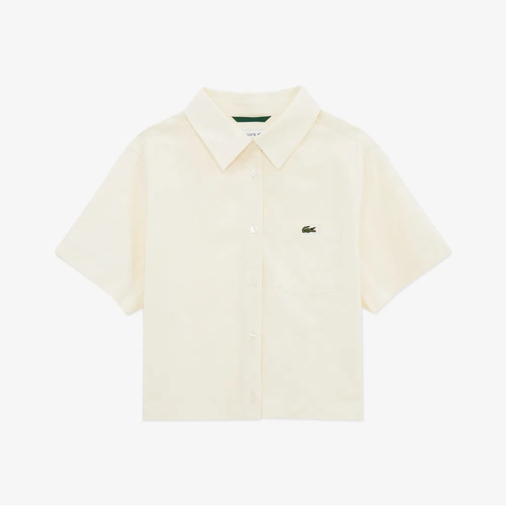 Рубашка Lacoste из хлопка и льна, Айвори