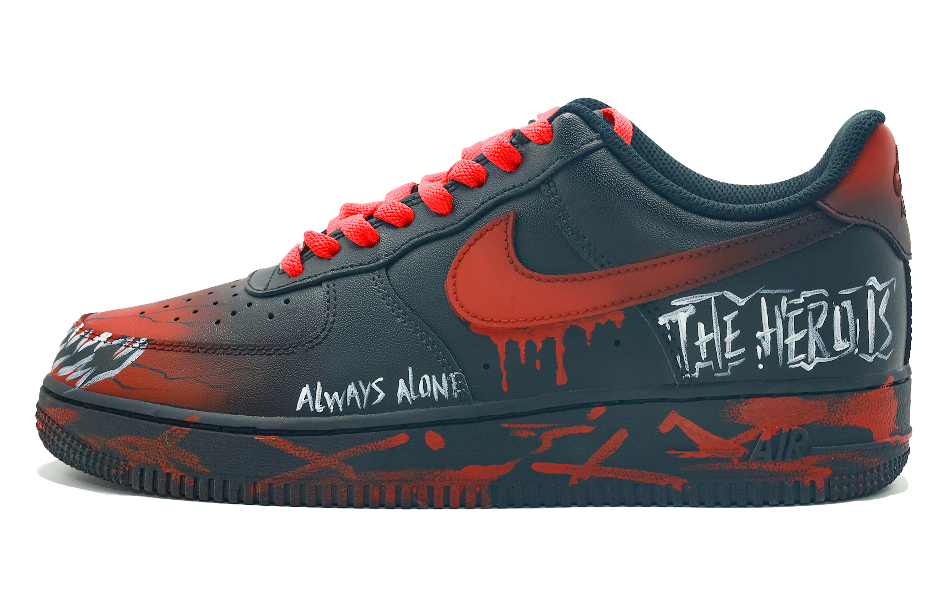 Nike Низкие кроссовки для скейтбординга Air Force 1, устойчивые к истиранию, унисекс, черные, красные, белые