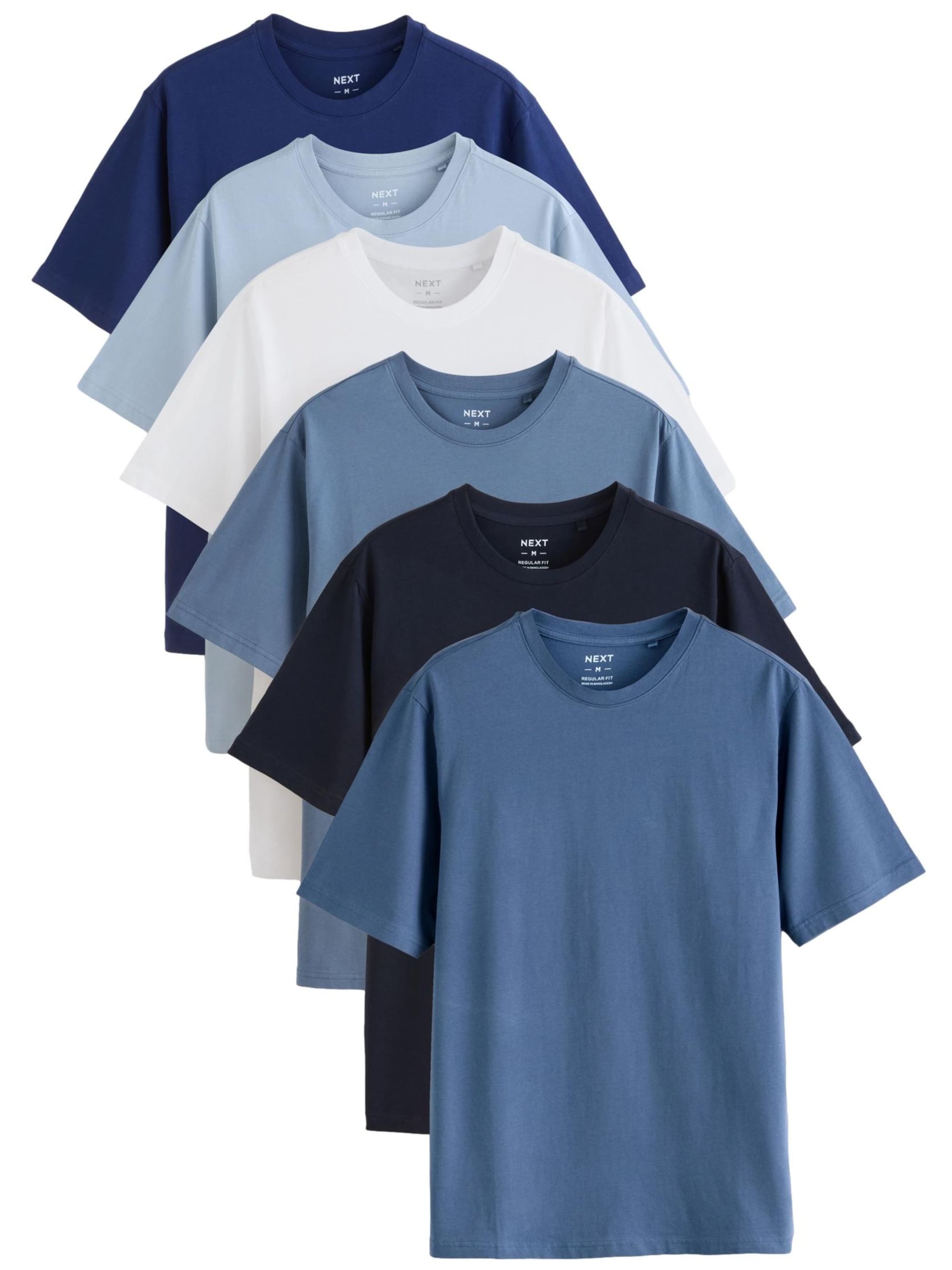 Next Футболка 'Essential' в цветах Marine Blue, Blue Denim, Light Blue, Dark Blue, White