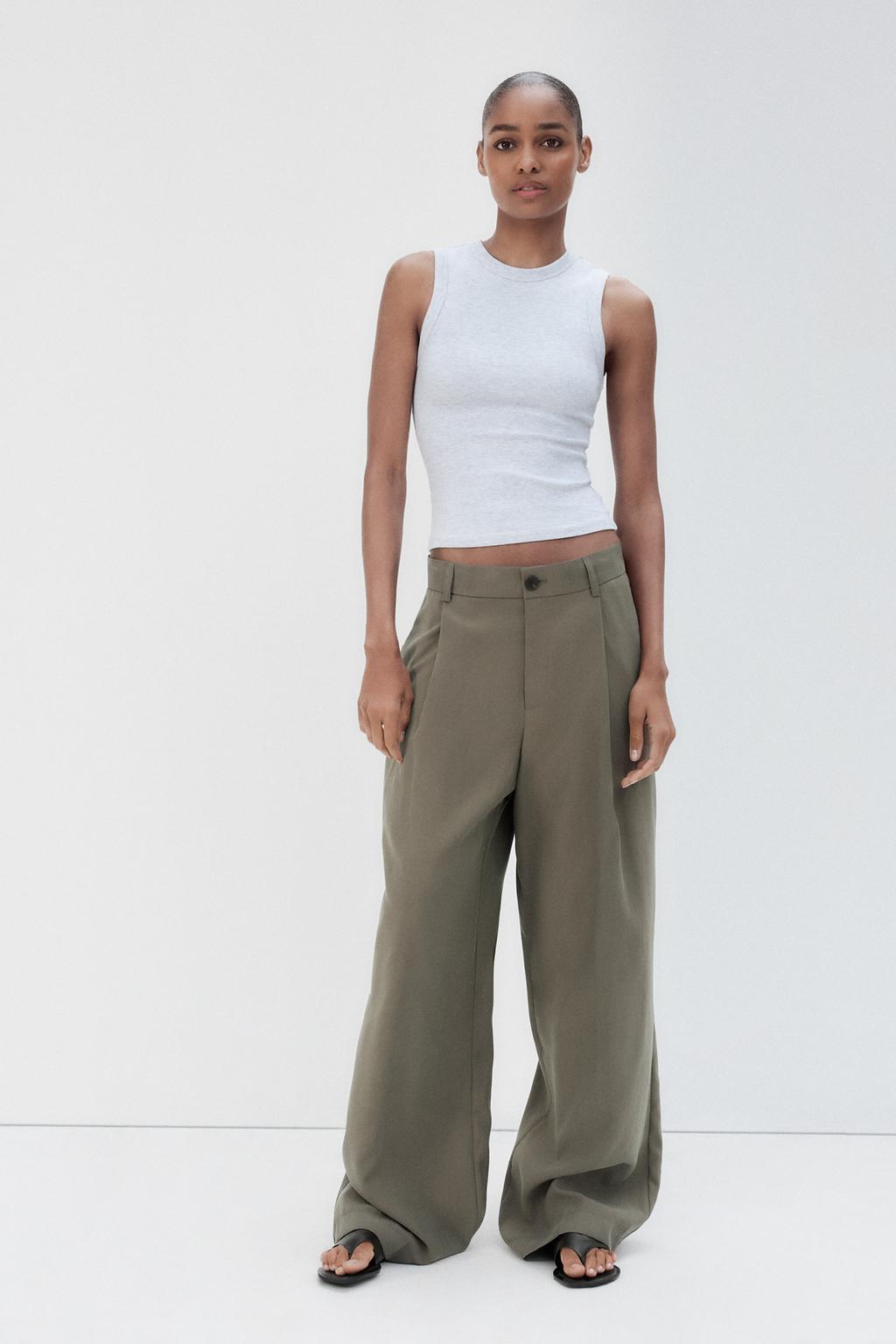 

Заштопанные брюки ZARA, хаки